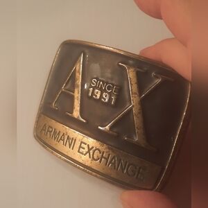 Armani Exchange Black and Gold Belt Buckle